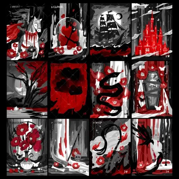 Blood Nightmare Lenormand – Crimson & Dark Editions