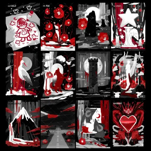 Blood Nightmare Lenormand – Crimson & Dark Editions