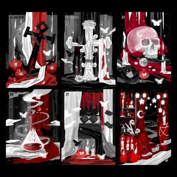 Blood Nightmare Lenormand – Crimson & Dark Editions